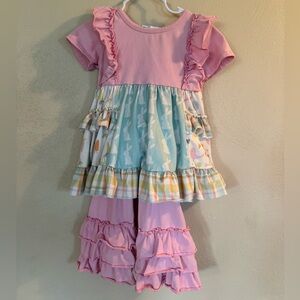 TwoCan Easter Outfit 2T Ruffle Pink Bunny Matching Set